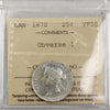 1870 Obv. 1 Canada 25-cents ICCS Certified VF30