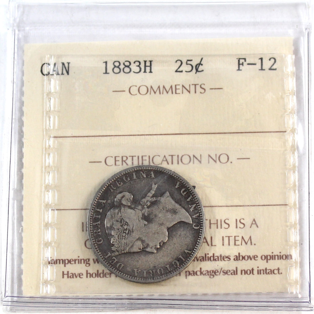 1883H Canada 25-cents ICCS Certified F12