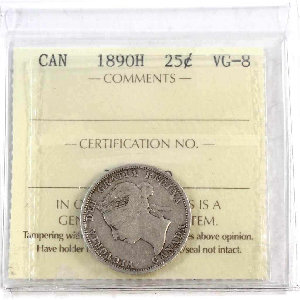 1890H Canada 25-cents ICCS Certified VG8