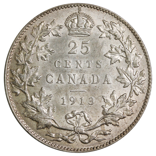 1913 Canada 25-cents AU-UNC (AU-55) $