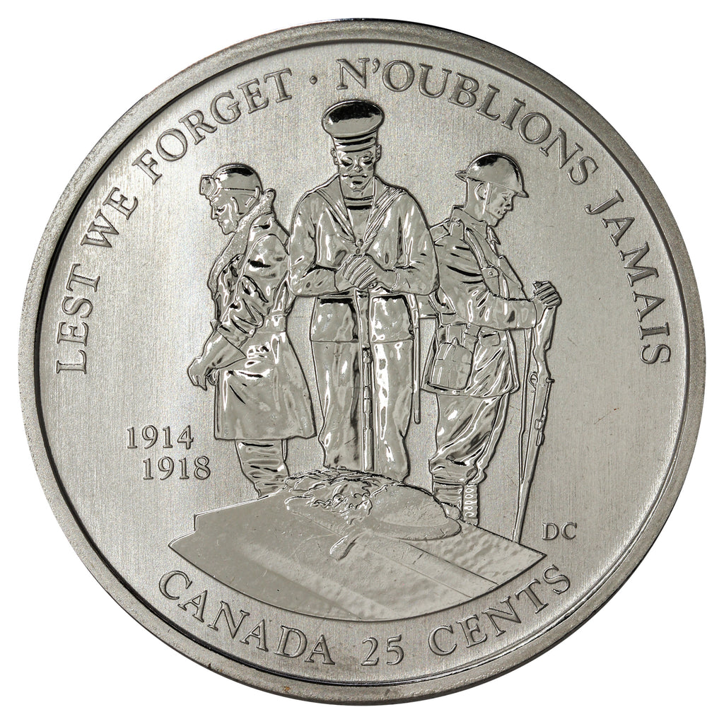 2008 Lest We Forget (1914-1918) Canada 25-cents Specimen(card)