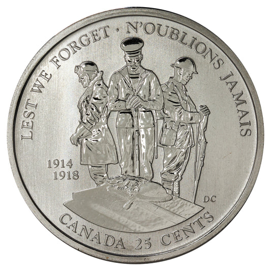 2008 Lest We Forget (1914-1918) Canada 25-cents Specimen(card)
