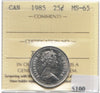 1985 Canada 25-cents ICCS Certified MS-65