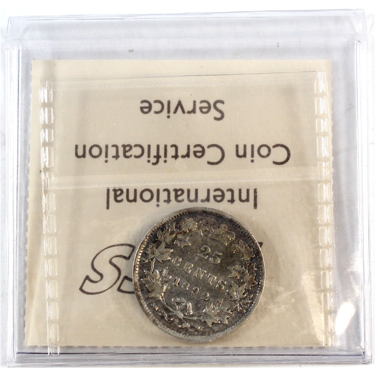 1892 Canada 25-cents ICCS Certified F12