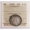 1902H Canada 25-cents ICCS Certified F12