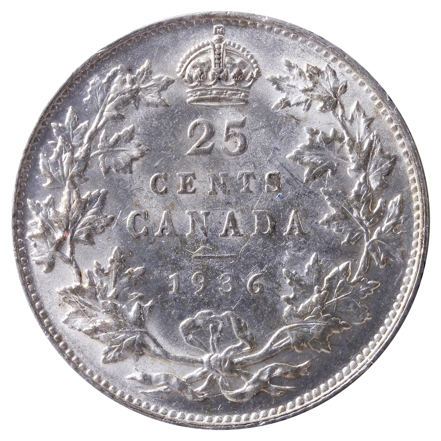 1936 Bar Canada 25-cents ICCS Certified EF45