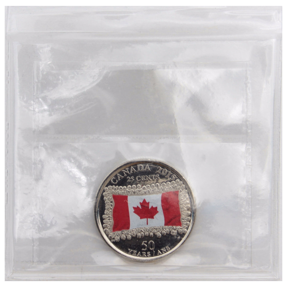 2015 Coloured Flag Canada 25-cents ICCS Certified MS64