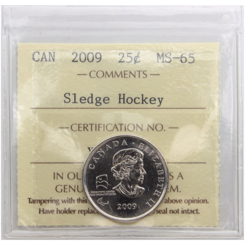 2009 Sledge Hockey Canada 25-cents ICCS Certified MS65