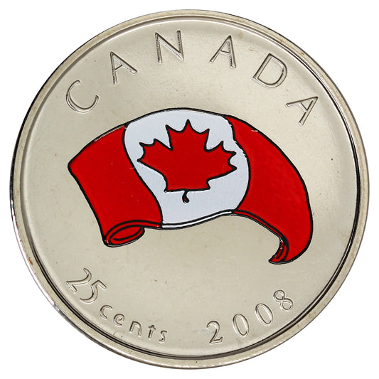 2008 Coloured Oh Canada (Flag) 25-cents Proof Like