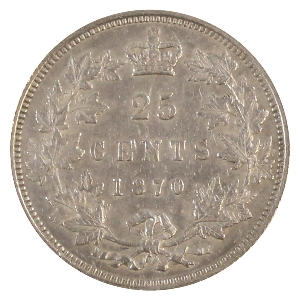 1870 Obv. 1 Canada 25-cents ICCS Certified EF45