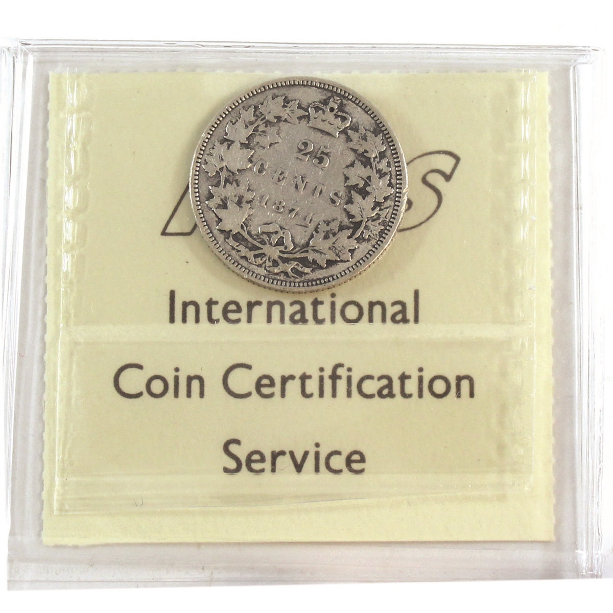 1871 Obv. 1 Canada 25-cents ICCS Certified G6
