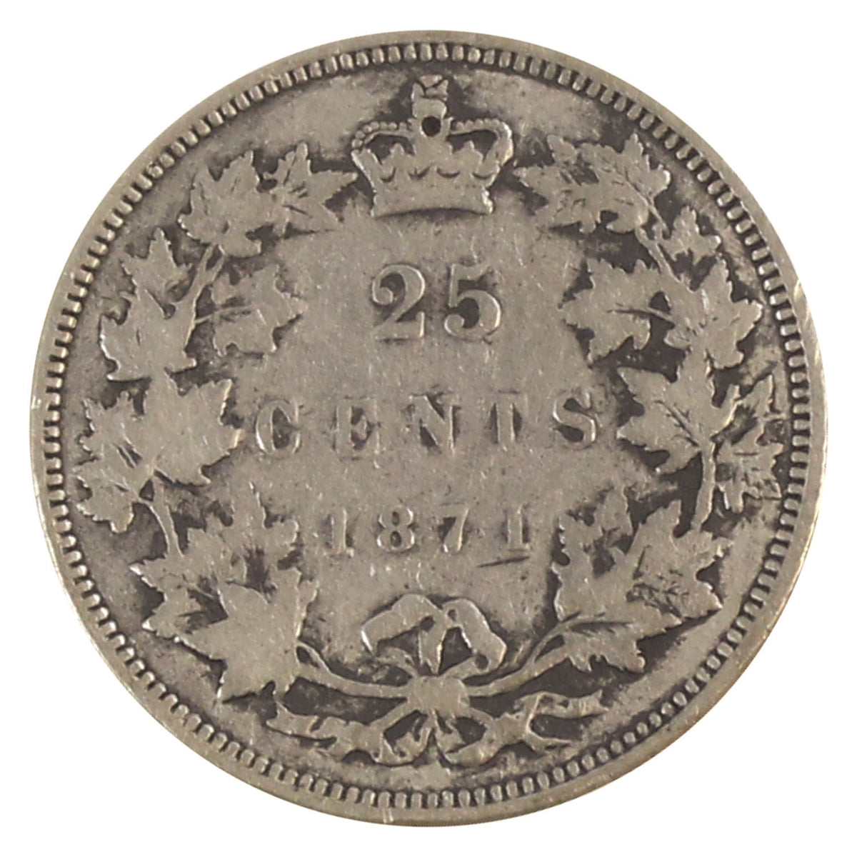 1871 Obv. 1 Canada 25-cents ICCS Certified G6