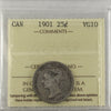 1901 Canada 25-cents ICCS Certified VG10