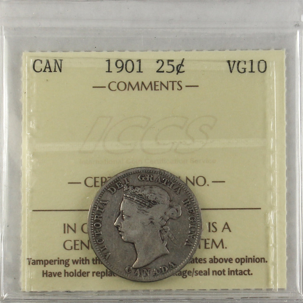 1901 Canada 25-cents ICCS Certified VG10