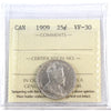 1909 Canada 25-cents ICCS Certified VF30