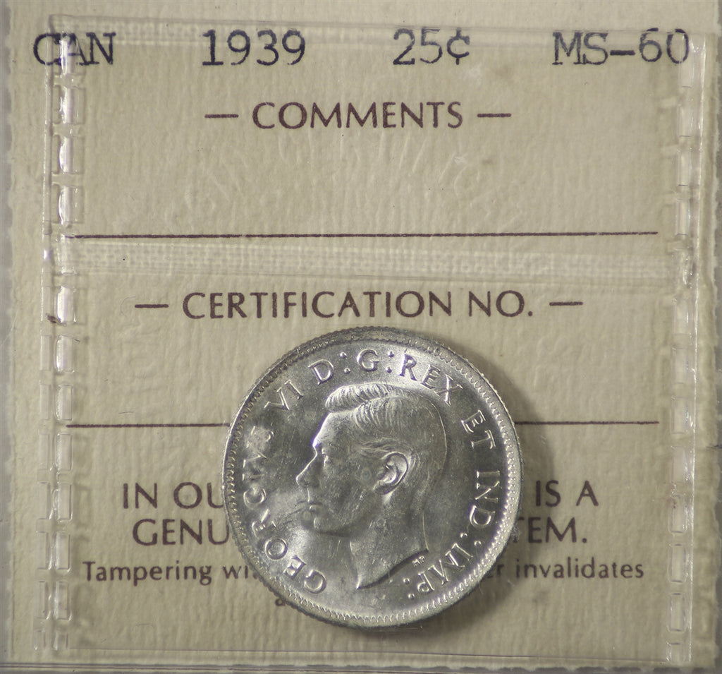 1939 Canada 25-cents ICCS Certified MS60