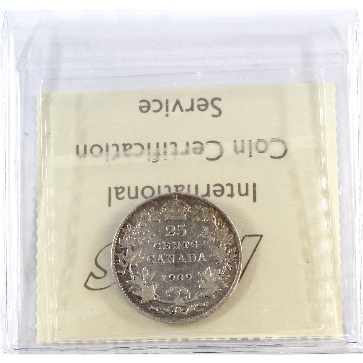 1909 Canada 25-cents ICCS Certified F12