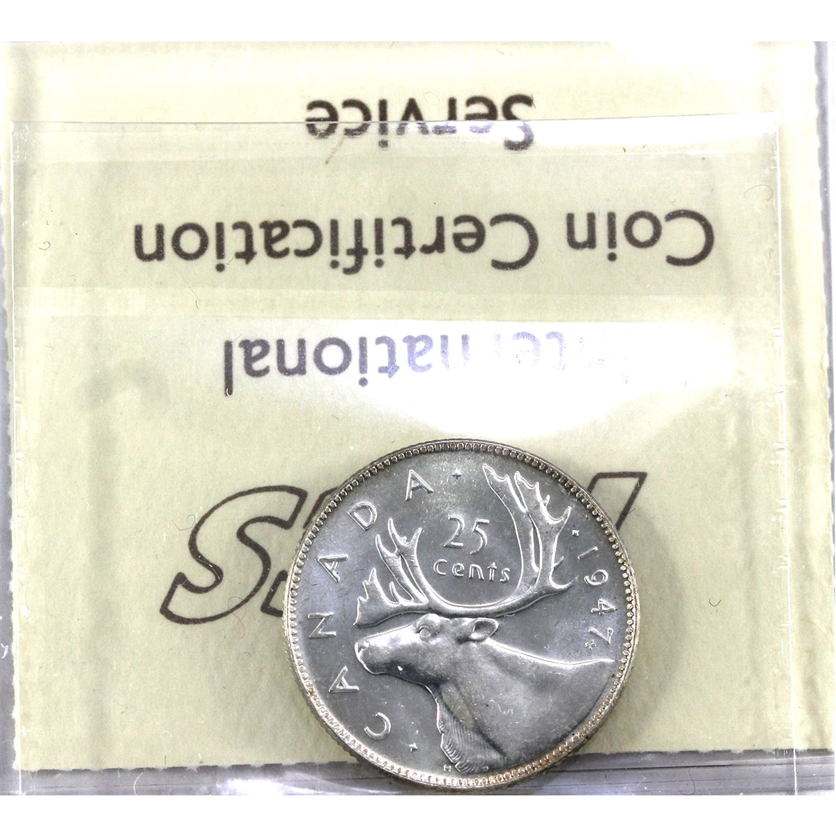 1947 Maple Leaf Canada 25-cents ICCS Certified MS63