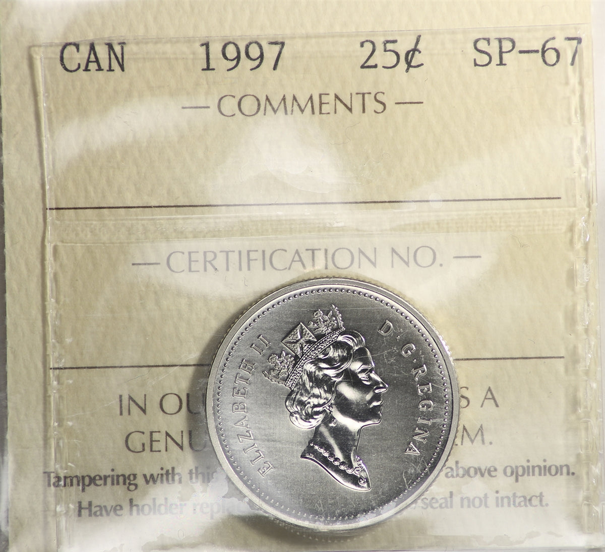1997 Canada 25-cents ICCS Certified SP-67