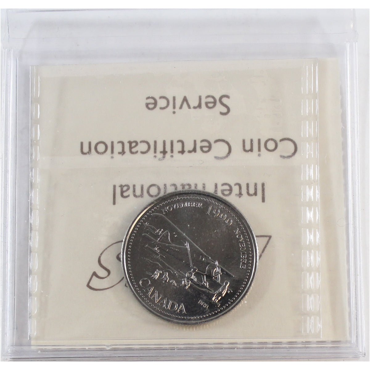 1999 November Mule Canada 25-cents ICCS Certified PL-64