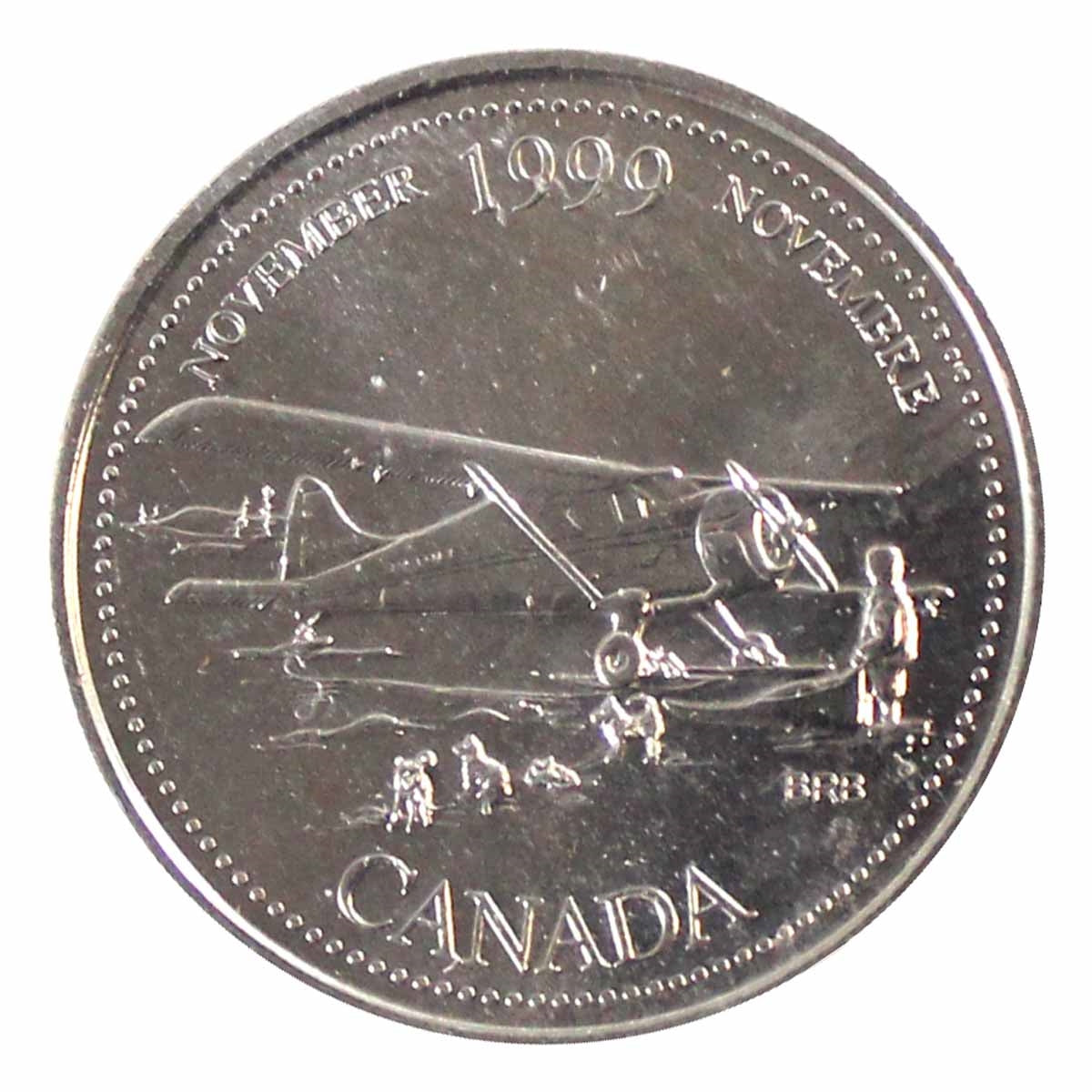 1999 November Mule Canada 25-cents ICCS Certified PL-64
