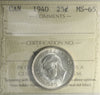 1940 Canada 25-cents ICCS Certified MS65 (XFR 237)