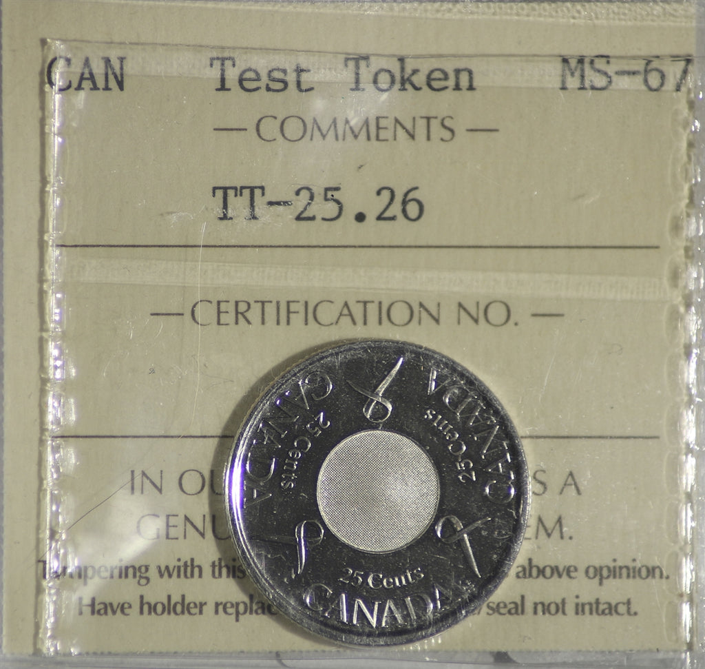 (2006) Canada 25-cents Test Token TT-25.26 ICCS Certified MS67
