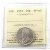 1933 Canada 25-cents ICCS Certified EF40