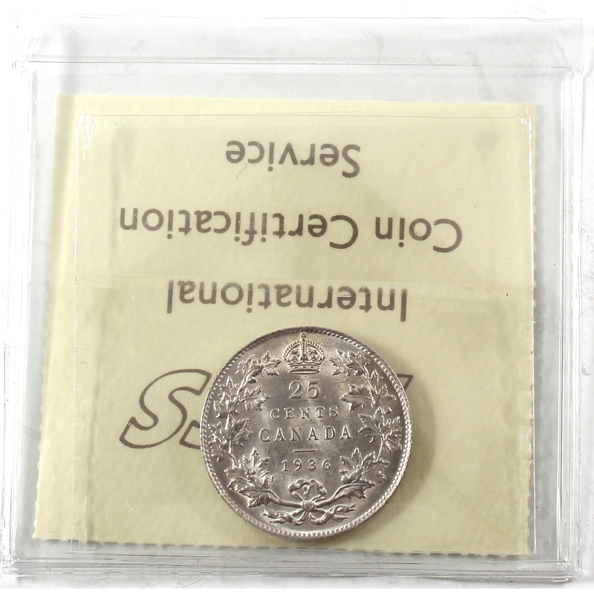 1936 Canada 25-cents ICCS Certified AU-58