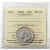 1948 Canada 25-cents ICCS Certified MS60