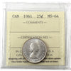 1961 Canada 25-cents ICCS Certified MS64