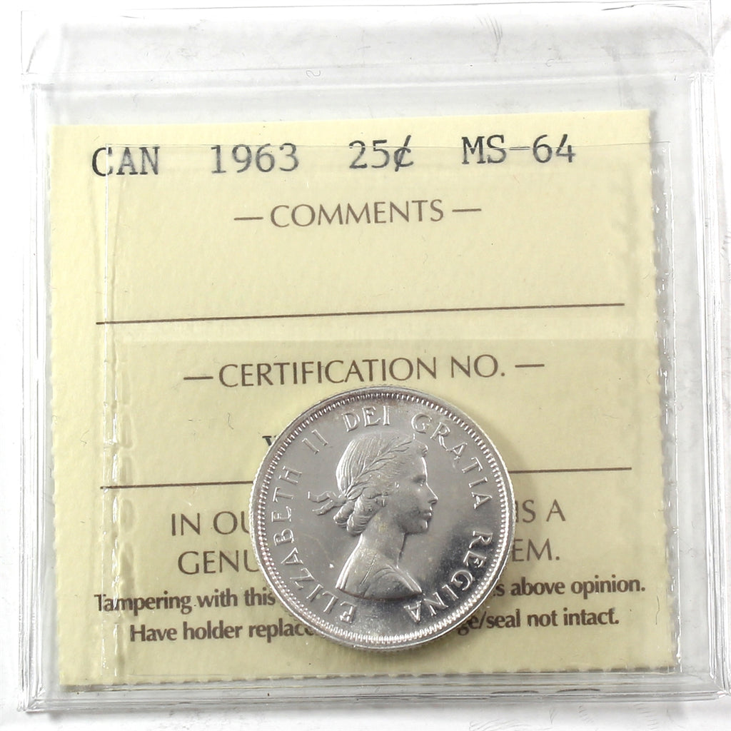 1963 Canada 25-cents ICCS Certified MS64