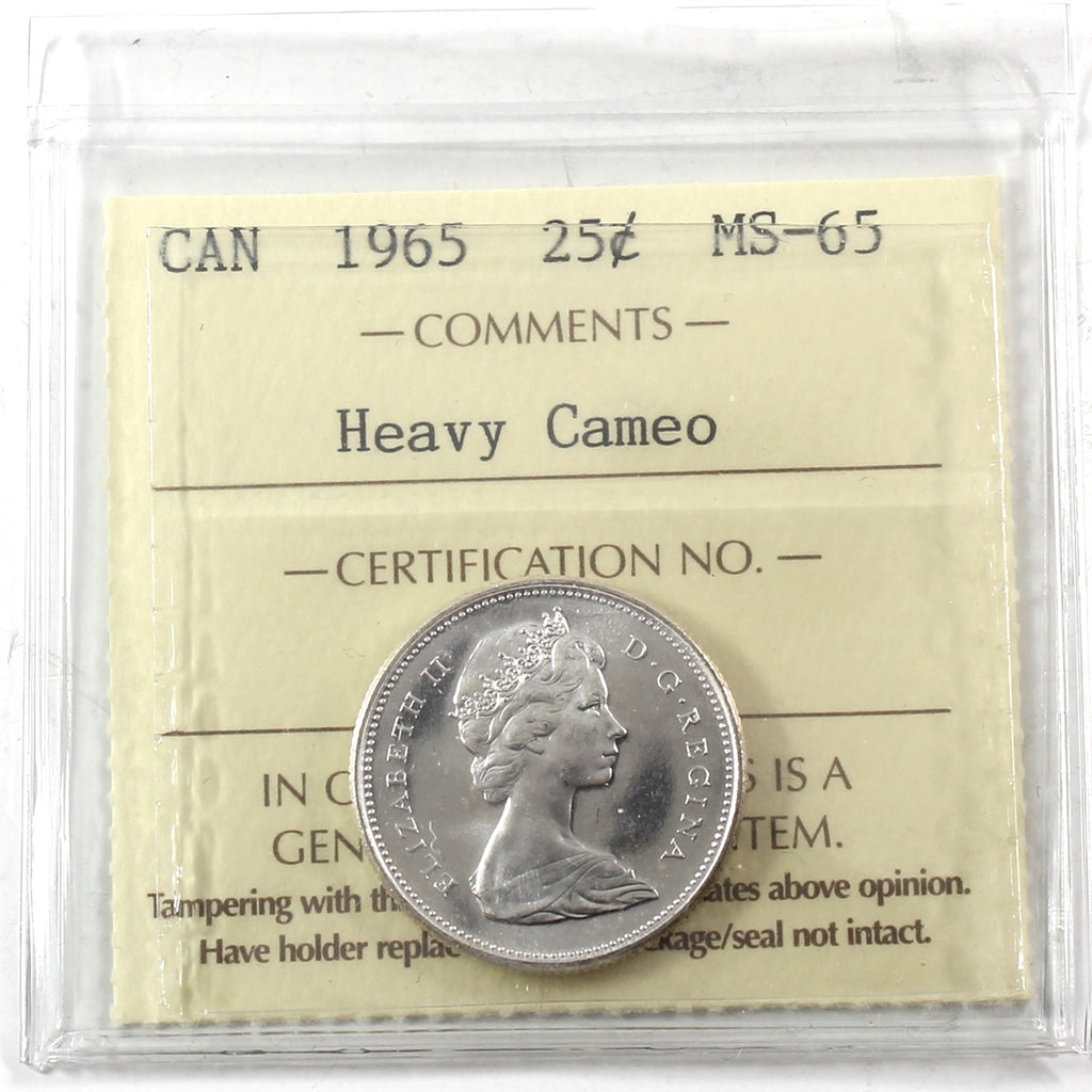 1965 Canada 25-cents ICCS Certified MS65 Heavy Cameo