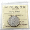 1967 Canada 25-cents ICCS Certified MS64 Heavy Cameo