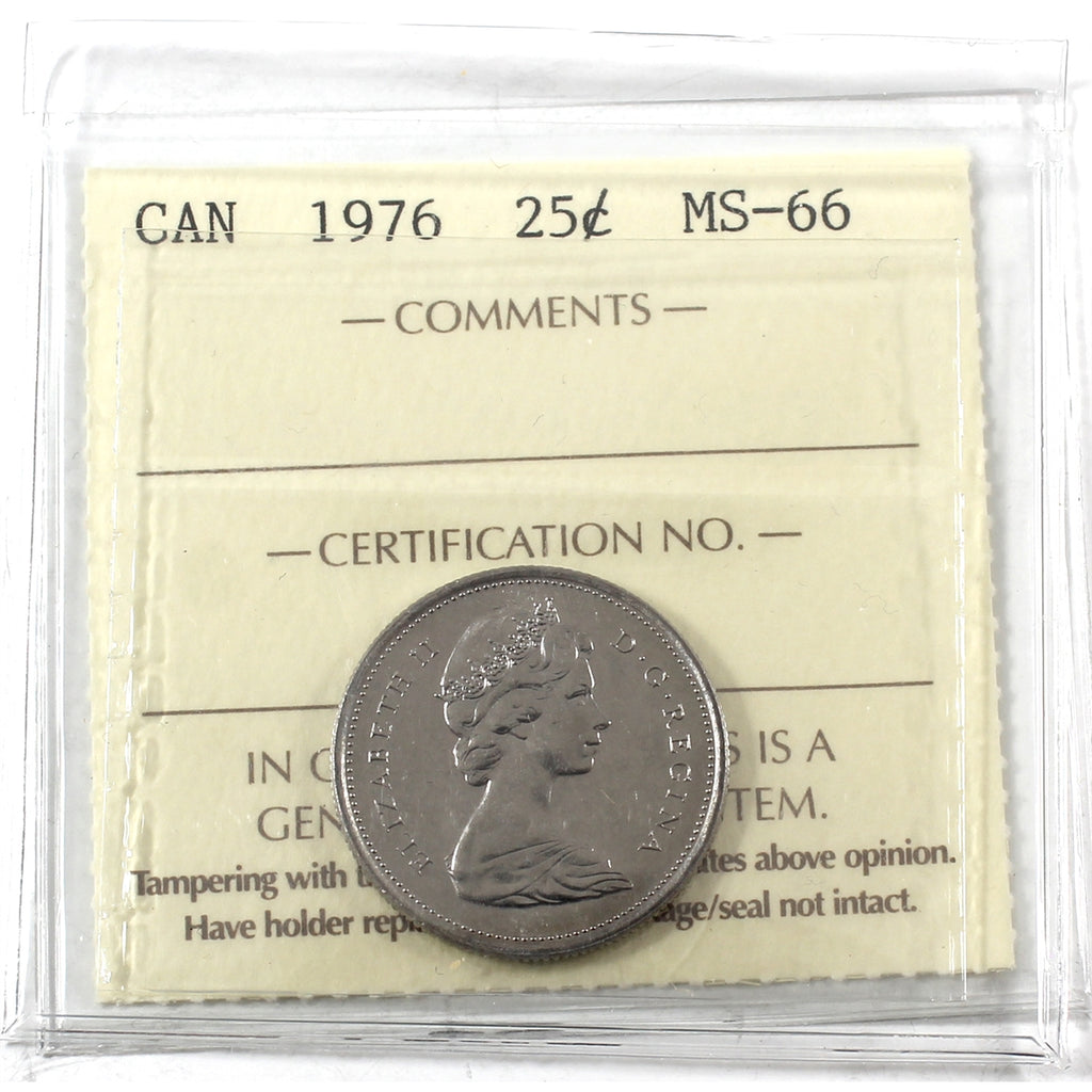1976 Canada 25-cents ICCS Certified MS66