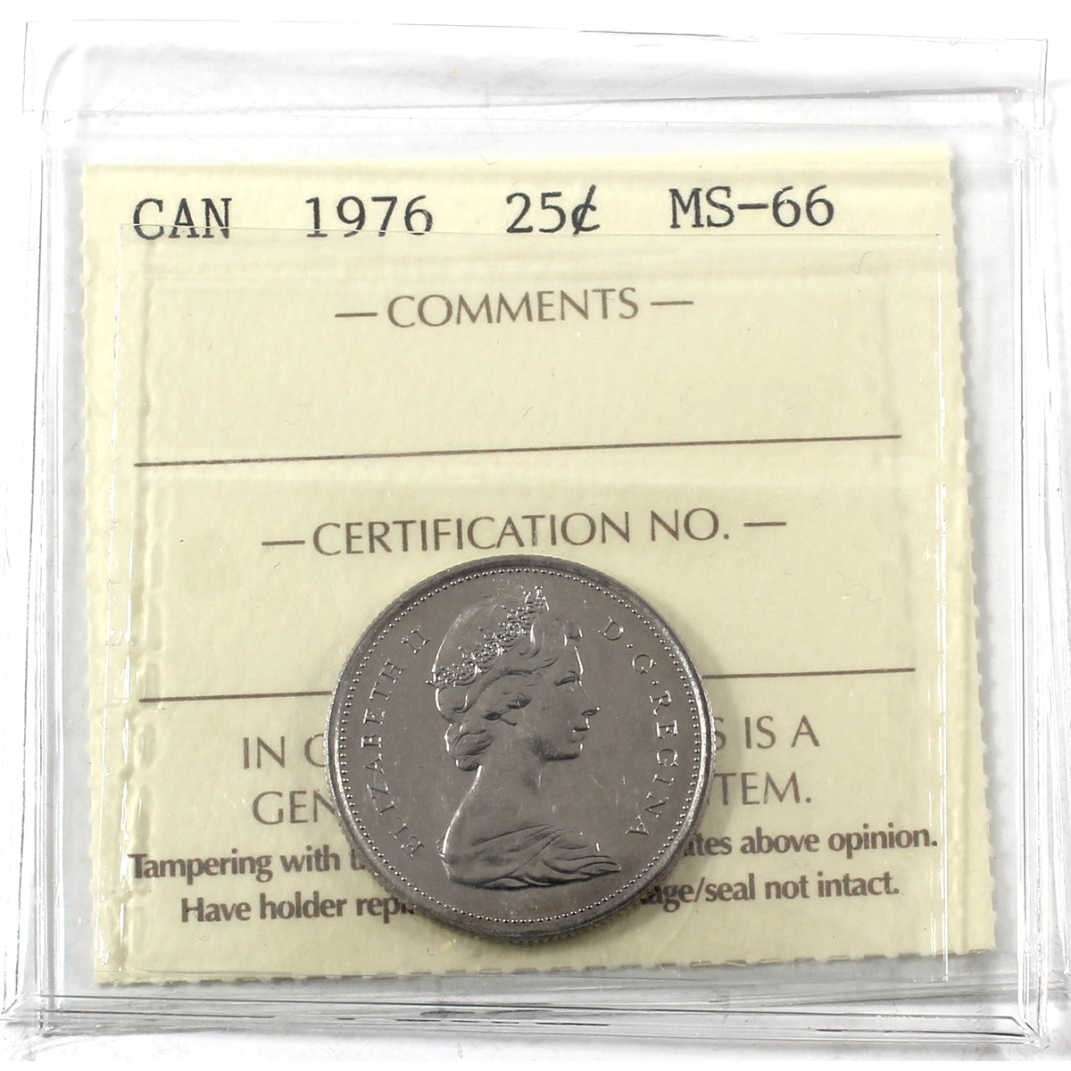 1976 Canada 25-cents ICCS Certified MS66