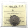 1999 May Canada 25-cents ICCS Certified MS65