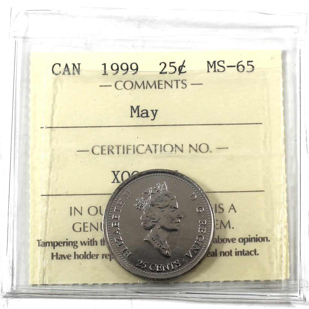 1999 May Canada 25-cents ICCS Certified MS65