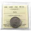 1999 July Canada 25-cents ICCS Certified MS64