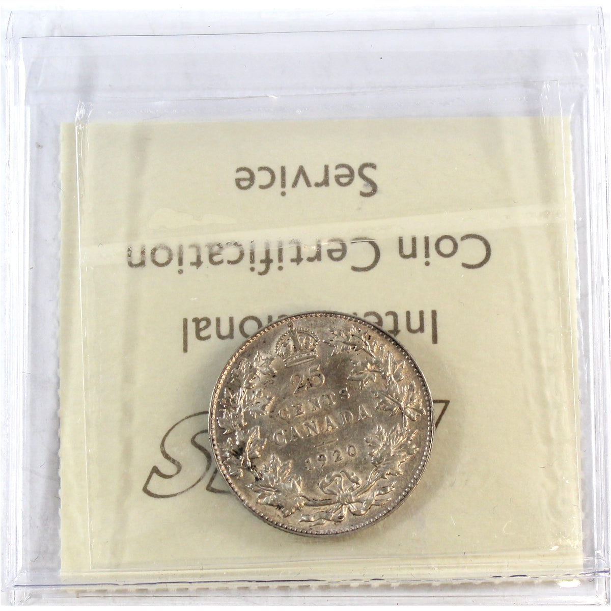 1920 Canada 25-cents ICCS Certified VF30