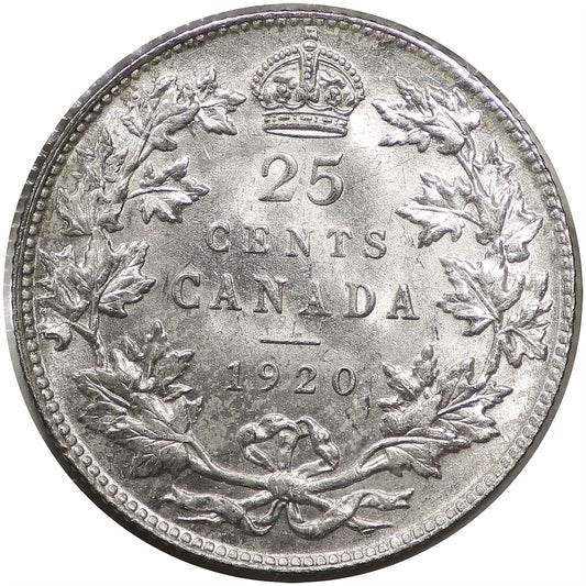 1920 Canada 25-cents UNC+ (MS62) $