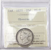 1870 Obv. 1 Canada 25-cents ICCS Certified VG8