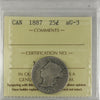 1887 Canada 25-cents ICCS Certified AG3