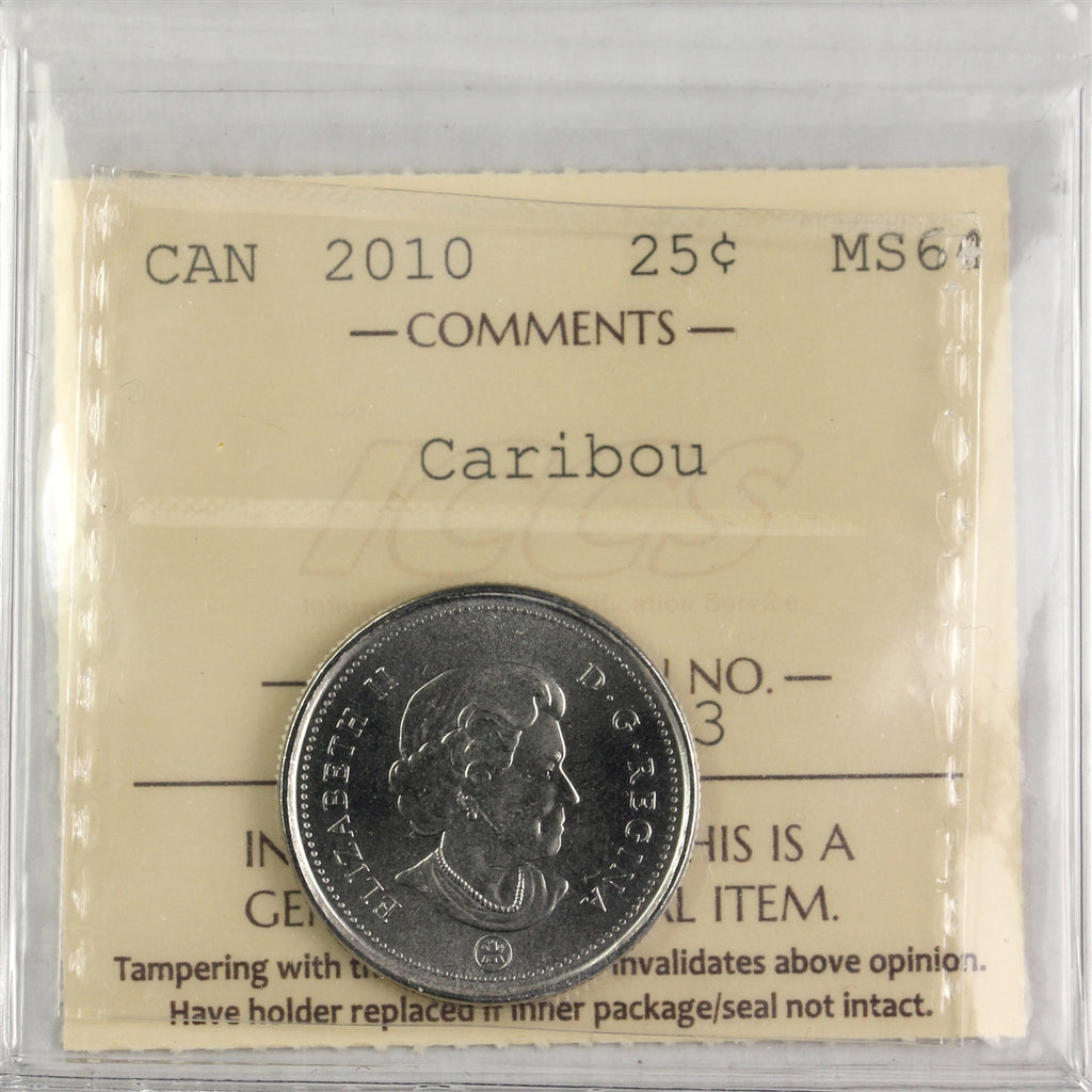 2010 Caribou Canada 25-cents ICCS Certified MS64