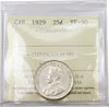1929 Canada 25-cents ICCS Certified VF30
