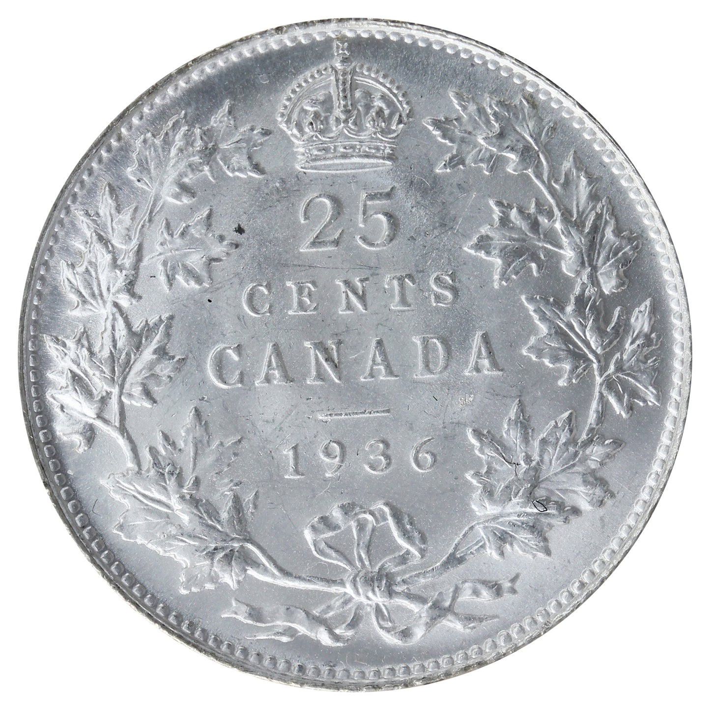 1936 Canada 25-cents ICCS Certified MS63 (XXR 604)