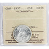 1937 Canada 25-cents ICCS Certified MS65