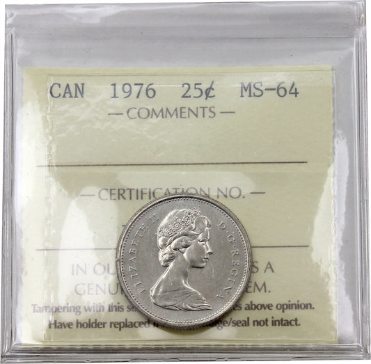 1976 Canada 25-cents ICCS Certified MS64