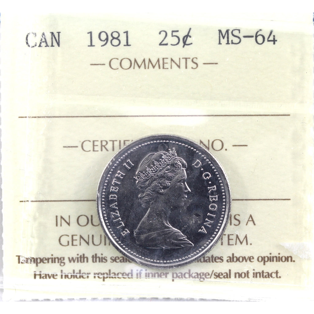 1981 Canada 25-cents ICCS Certified MS-64