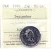 1999 September Canada 25-cents ICCS Certified MS64